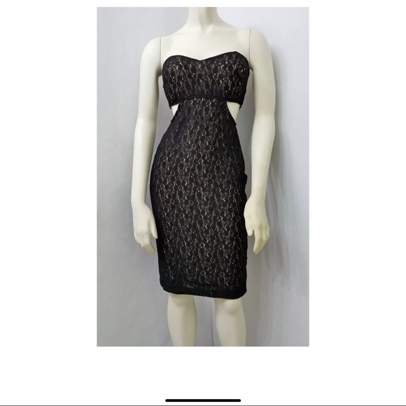 bebe NATASHA LACE CUT OUT DRESS SEXY COLOR BLACK SIZE S $79 - Picture 2 of 3
